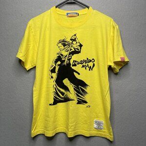 Bushido Man Yellow Graphic T-Shirt By Hollywood Rebels Size M Made In Japan